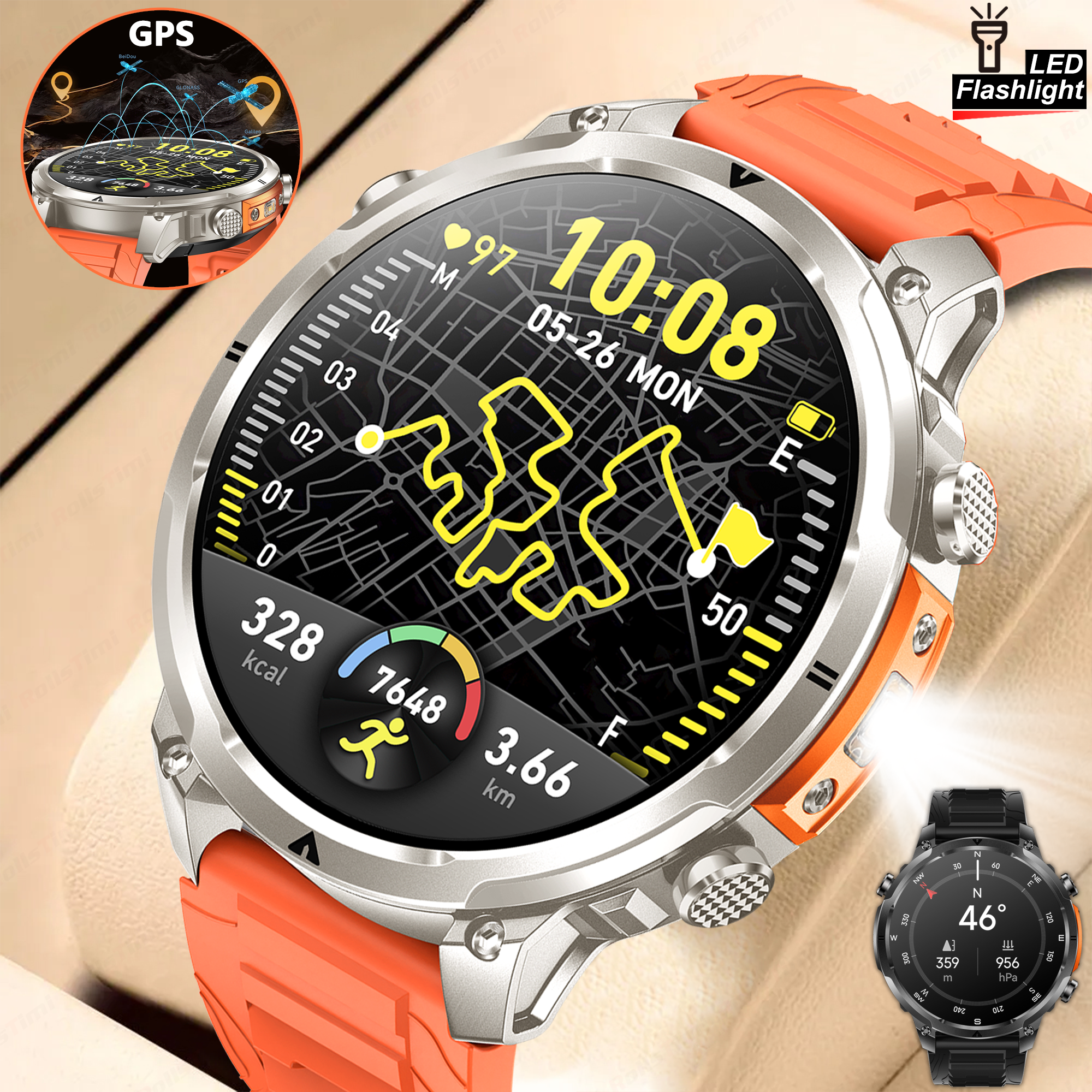 Smartwatch Digital Watches For Women - Outdoor GPS Sports Smart Watch 1.7-Inch